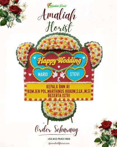 Karangan Papan Bunga Pernikahan di Glandang